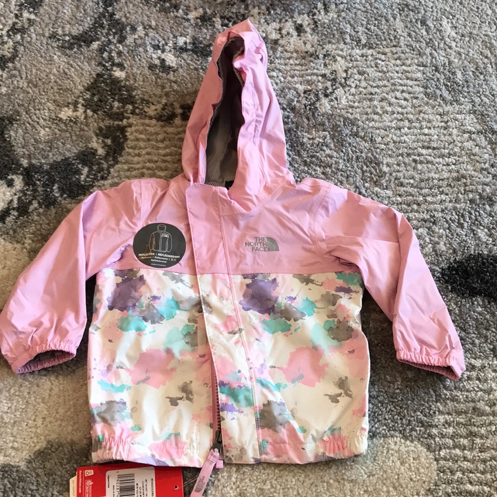 Girls pink northface 12-18 months rain coat